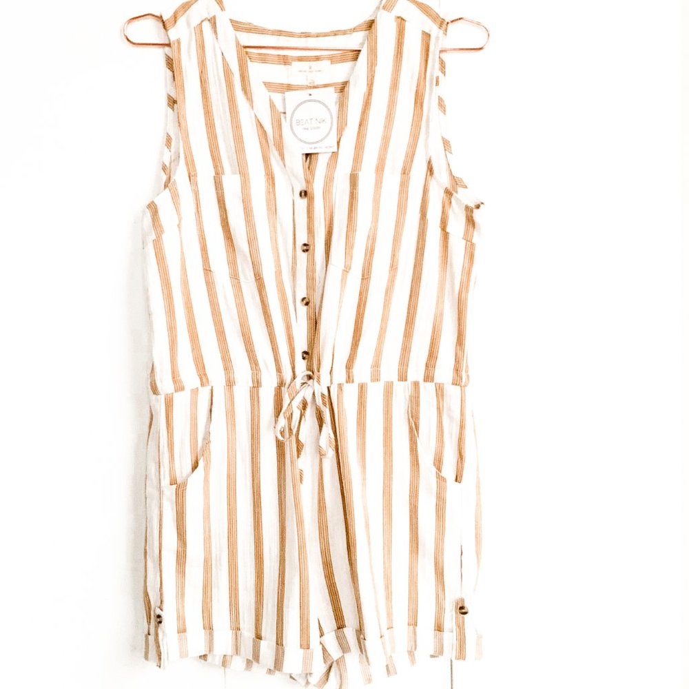NWOT thread & supply striped romper w/pockets - Picture 3 of 12